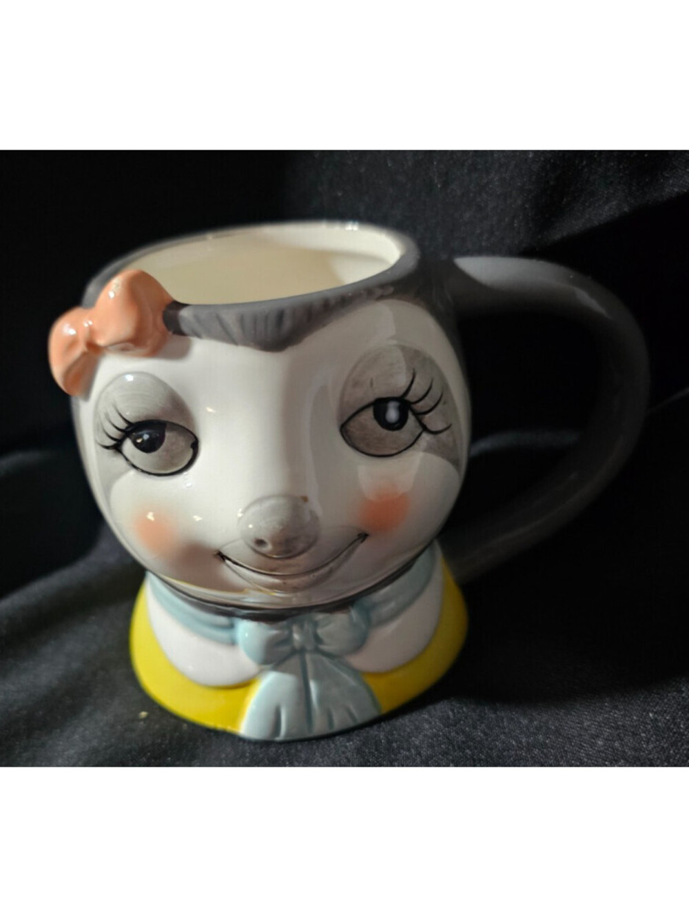 Room Essentials Target Lady Sloth Coffee Mug Cup Tea 3D Face Shaped Figure 4"